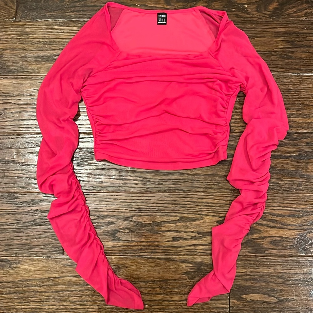 womens pink long sleeve top